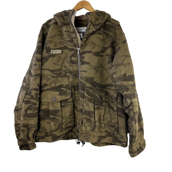 Columbia Men's Monarch Pass Camo Wool Blend Hooded Hunting Coat Size Large EUC - Picture 2 of 7